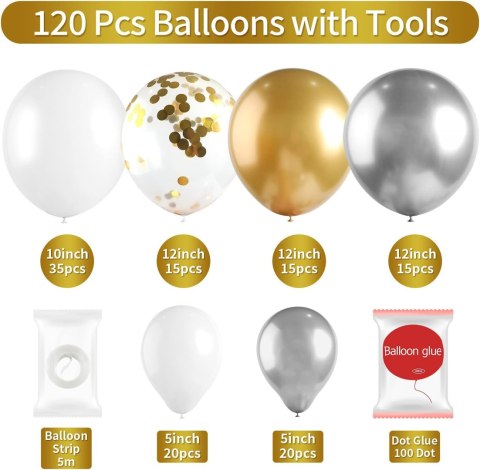 GIRLANDA BALONOWA ŚLUB URODZINY ZŁOTE KONFETTI GIRLANDA BALONOWA ŚLUB URODZINY ZŁOTE KONFETTI