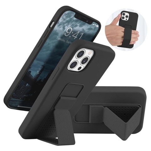 MOCNE CZARNE ETUI IPHONE 13 PRO 6.1' PASEK STOJAK MOCNE CZARNE ETUI IPHONE 13 PRO 6.1' PASEK STOJAK