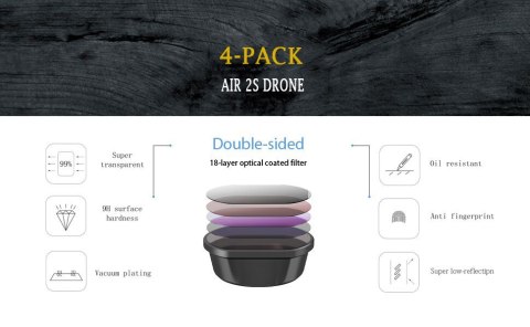 ZESTAW 4 FILTRÓW POLARYZACYJNYCH DRON DJI Air 2S ZESTAW 4 FILTRÓW POLARYZACYJNYCH DRON DJI Air 2S