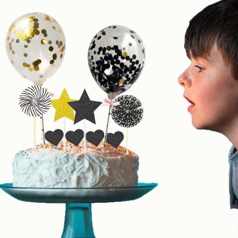 ZESTAW BALONÓW DEKORACJA NA TORT URODZINY KONFETTI ZESTAW BALONÓW DEKORACJA NA TORT URODZINY KONFETTI