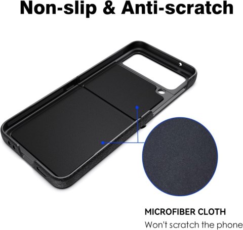 ETUI POKROWIEC DO SAMSUNG GALAXY Z FLIP 4 CZARNE SKŁADANE Z PIERŚCIENIEM