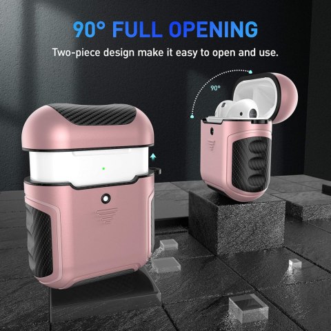 ETUI RÓŻOWE ZŁOTO AIRPODS 1/2 CARBON SILIKON ETUI RÓŻOWE ZŁOTO AIRPODS 1/2 CARBON SILIKON