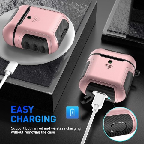 ETUI RÓŻOWE ZŁOTO AIRPODS 1/2 CARBON SILIKON ETUI RÓŻOWE ZŁOTO AIRPODS 1/2 CARBON SILIKON