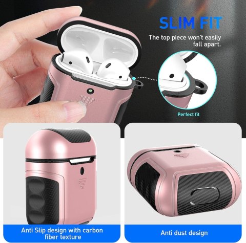 ETUI RÓŻOWE ZŁOTO AIRPODS 1/2 CARBON SILIKON ETUI RÓŻOWE ZŁOTO AIRPODS 1/2 CARBON SILIKON