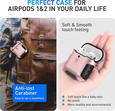 ETUI RÓŻOWE ZŁOTO AIRPODS 1/2 CARBON SILIKON ETUI RÓŻOWE ZŁOTO AIRPODS 1/2 CARBON SILIKON