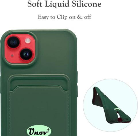 ETUI SILIKONOWE DO APPLE IPHONE 14 PLUS ZIELONE +MIEJSCE NA KARTY PORTFEL