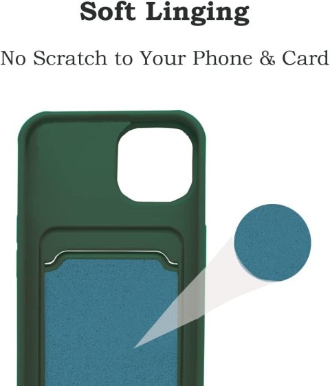 ETUI SILIKONOWE DO APPLE IPHONE 14 PLUS ZIELONE +MIEJSCE NA KARTY PORTFEL
