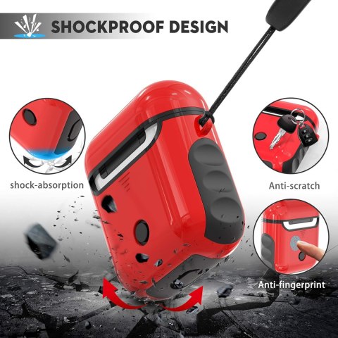 ETUI TWARDE SILIKON AIRPODS 1/2 CZERWONE CZARNE ETUI TWARDE SILIKON AIRPODS 1/2 CZERWONE CZARNE