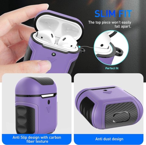 ETUI TWARDE SILIKON AIRPODS 1/2 FIOLETOWE CZARNE ETUI TWARDE SILIKON AIRPODS 1/2 FIOLETOWE CZARNE