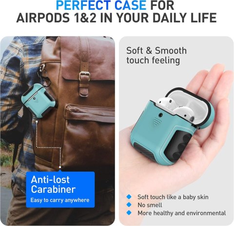 ETUI TWARDE SILIKON AIRPODS 1/2 MIĘTOWE CZARNE ETUI TWARDE SILIKON AIRPODS 1/2 MIĘTOWE CZARNE