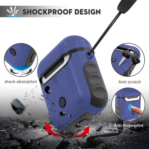ETUI TWARDE SILIKON AIRPODS 1/2 NIEBESKIE CZARNE ETUI TWARDE SILIKON AIRPODS 1/2 NIEBESKIE CZARNE