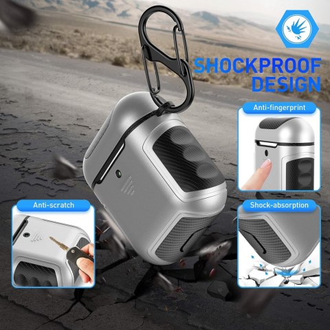 ETUI TWARDE SILIKON AIRPODS 1/2 SREBRNE CZARNE ETUI TWARDE SILIKON AIRPODS 1/2 SREBRNE CZARNE