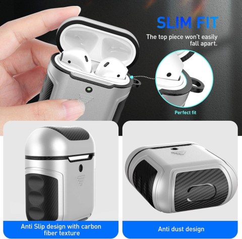 ETUI TWARDE SILIKON AIRPODS 1/2 SREBRNE CZARNE ETUI TWARDE SILIKON AIRPODS 1/2 SREBRNE CZARNE
