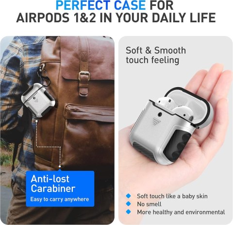 ETUI TWARDE SILIKON AIRPODS 1/2 SREBRNE CZARNE ETUI TWARDE SILIKON AIRPODS 1/2 SREBRNE CZARNE