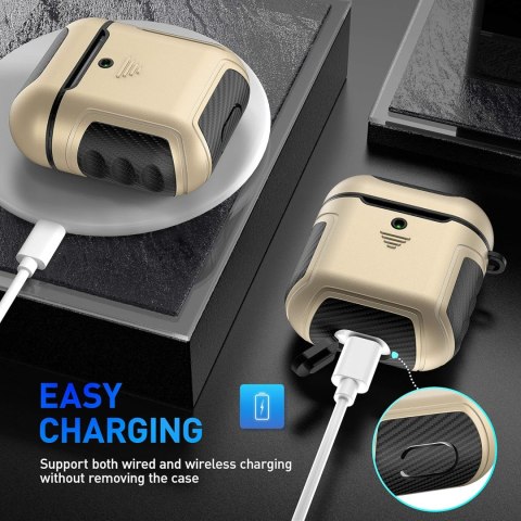 ETUI TWARDE SILIKON AIRPODS 1/2 ZŁOTE CZARNE ETUI TWARDE SILIKON AIRPODS 1/2 ZŁOTE CZARNE