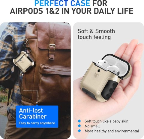 ETUI TWARDE SILIKON AIRPODS 1/2 ZŁOTE CZARNE ETUI TWARDE SILIKON AIRPODS 1/2 ZŁOTE CZARNE