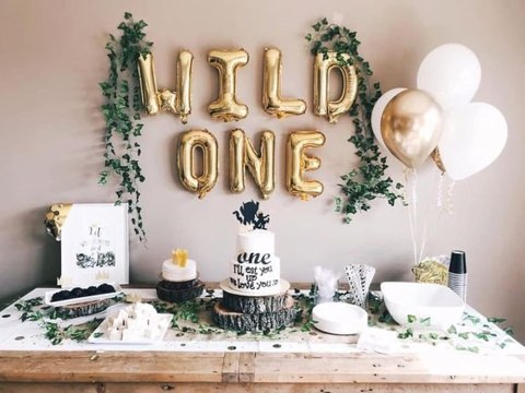 ZESTAW BALONÓW NAPIS WILD ONE ZŁOTE URODZINY ZESTAW BALONÓW NAPIS WILD ONE ZŁOTE URODZINY