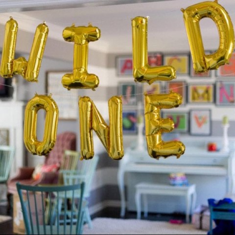 ZESTAW BALONÓW NAPIS WILD ONE ZŁOTE URODZINY ZESTAW BALONÓW NAPIS WILD ONE ZŁOTE URODZINY