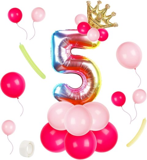 ZESTAW BALONÓW URODZINY DZIEWCZYNKA 5 LAT RÓŻOWY ZESTAW BALONÓW URODZINY DZIEWCZYNKA 5 LAT RÓŻOWY