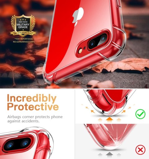 ETUI BEZBARWNE OCHRONNE APPLE IPHONE 7 Plus 8 Plus 5.5" WZMOCNIONE ROGI ETUI BEZBARWNE OCHRONNE APPLE IPHONE 7 Plus 8 Plus 5.5" WZMOCNIONE ROGI