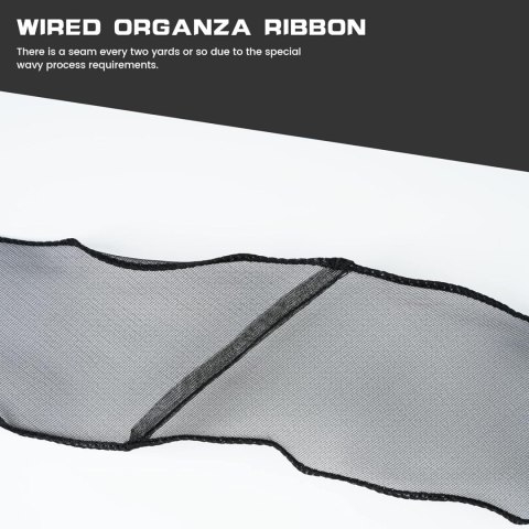 WSTĄŻKA SZYFONOWA ORGANZA GIRLANDA CZARNA 6cm/10m WSTĄŻKA SZYFONOWA ORGANZA GIRLANDA CZARNA 6cm/10m