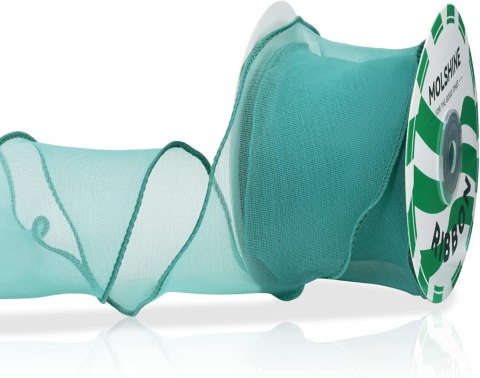 WSTĄŻKA SZYFONOWA ORGANZA GIRLANDA ZIELONA 6cm/10m WSTĄŻKA SZYFONOWA ORGANZA GIRLANDA ZIELONA 6cm/10m