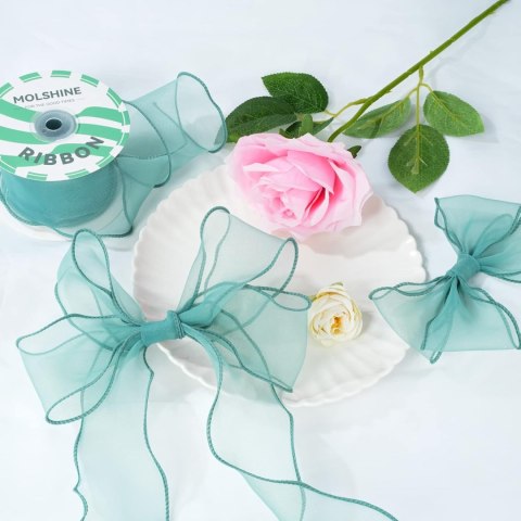 WSTĄŻKA SZYFONOWA ORGANZA GIRLANDA ZIELONA 6cm/10m WSTĄŻKA SZYFONOWA ORGANZA GIRLANDA ZIELONA 6cm/10m