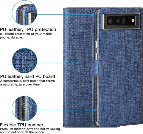 ETUI GOOGLE PIXEL 6 PRO ZAMYKANE Z KLAPKĄ NIEBIESKIE WYTRZYMAŁE ETUI GOOGLE PIXEL 6 PRO ZAMYKANE Z KLAPKĄ NIEBIESKIE WYTRZYMAŁE