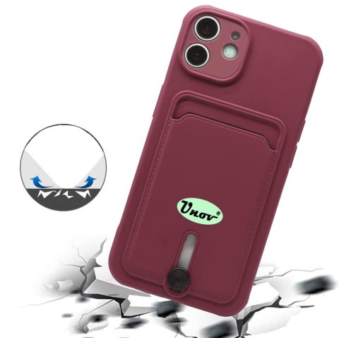 ETUI SILIKONOWE APPLE IPHONE 11 6.1" BORDOWE +MIEJSCE NA KARTY PORTFEL