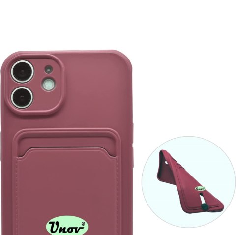 ETUI SILIKONOWE APPLE IPHONE 11 6.1" BORDOWE +MIEJSCE NA KARTY PORTFEL