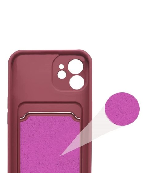 ETUI SILIKONOWE APPLE IPHONE 11 6.1" BORDOWE +MIEJSCE NA KARTY PORTFEL