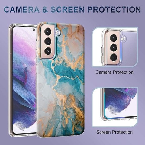 ETUI SILIKONOWE SAMSUNG GALAXY S21+ 5G NIEBIESKI ZŁOTY MARMUREK GLAMOUR ETUI SILIKONOWE SAMSUNG GALAXY S21+ 5G NIEBIESKI ZŁOTY MARMUREK GLAMOUR