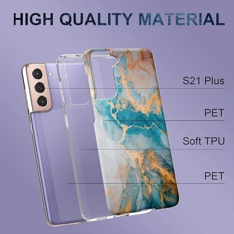 ETUI SILIKONOWE SAMSUNG GALAXY S21+ 5G NIEBIESKI ZŁOTY MARMUREK GLAMOUR ETUI SILIKONOWE SAMSUNG GALAXY S21+ 5G NIEBIESKI ZŁOTY MARMUREK GLAMOUR