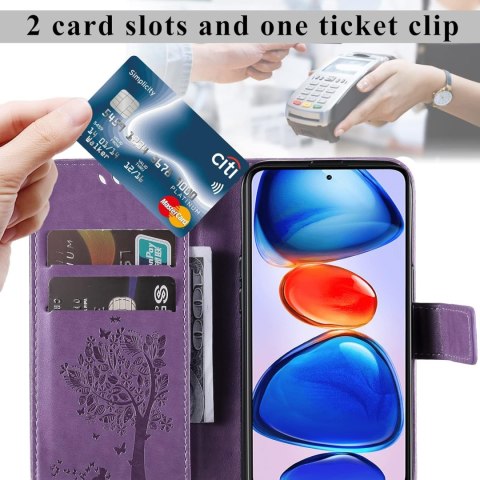 ETUI Z KLAPKĄ FIOLETOWE +2x SZKŁO HARTOWANE XIAOMI REDMI NOTE 11 PRO/PRO+