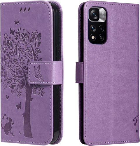 ETUI Z KLAPKĄ FIOLETOWE +2x SZKŁO HARTOWANE XIAOMI REDMI NOTE 11 PRO/PRO+