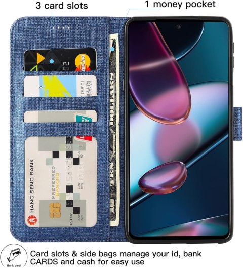 ETUI Z KLAPKĄ MOTOROLA EDGE 30 PRO CASE SZARY MATERIAŁOWY TKANINA