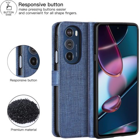ETUI Z KLAPKĄ MOTOROLA EDGE 30 PRO CASE SZARY MATERIAŁOWY TKANINA