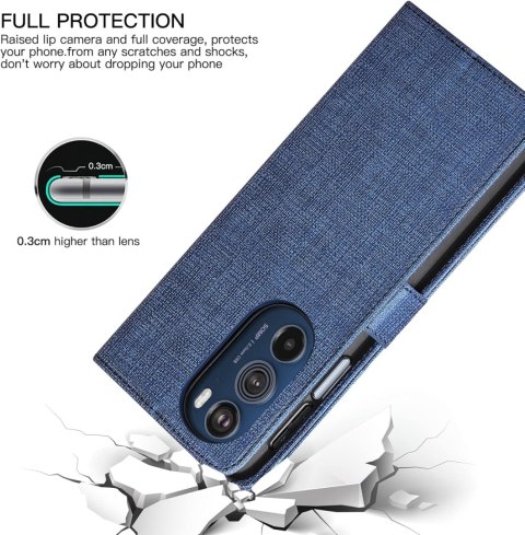 ETUI Z KLAPKĄ MOTOROLA EDGE 30 PRO CASE SZARY MATERIAŁOWY TKANINA