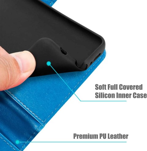 ETUI Z KLAPKĄ NIEBIESKIE SAMSUNG GALAXY A13 5G +2x SZKŁO HARTOWANE SM-A136U