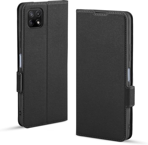 ETUI Z KLAPKĄ SAMSUNG GALAXY A22 5G 6.60" CASE CZARNY Z EKOSKÓRY ELEGANCKI ETUI Z KLAPKĄ SAMSUNG GALAXY A22 5G 6.60" CASE CZARNY Z EKOSKÓRY ELEGANCKI