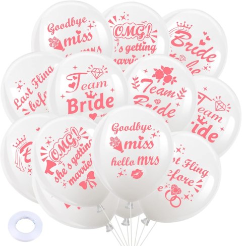 BALONY WIECZÓR PANIEŃSKI NAPIS BIAŁE 24SZT BALONY WIECZÓR PANIEŃSKI NAPIS BIAŁE 24SZT