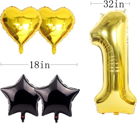 DEKORACJE BALON URODZINY CYFRA 31 GOLD BLACK 81 CM