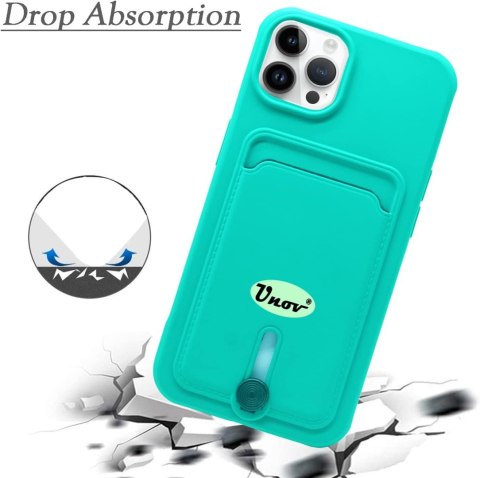 ETUI DO APPLE IPHONE 14 PRO MAX 6.7" TURKUSOWE SILIKONOWE +MIEJSCE NA KARTY