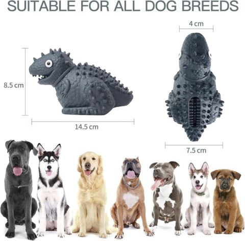 GRYZAK ZABAWKA DLA PSA ŚREDNIE DUŻE RASY DINOZAUR SZARY PISZCZĄCA TOOZEY GRYZAK ZABAWKA DLA PSA ŚREDNIE DUŻE RASY DINOZAUR SZARY PISZCZĄCA TOOZEY