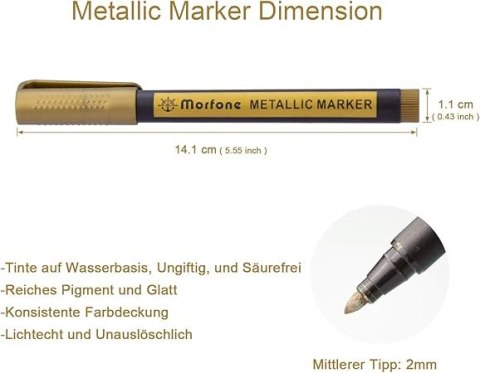 METALICZNE MARKERY MORFONE 10 KOLORÓW 2mm DIY
