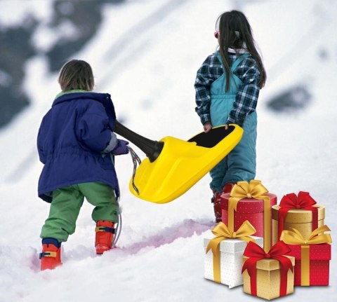 SANKI PLASTIKOWE DLA DZIECI ŚLIZG JABŁUSZKO ŻÓŁTE ROZKRĘCANY UCHWYT 51CM SANKI PLASTIKOWE DLA DZIECI ŚLIZG JABŁUSZKO ŻÓŁTE ROZKRĘCANY UCHWYT 51CM