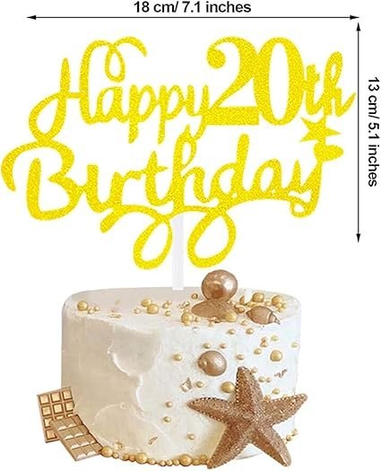 TOPPER NA TORT ZŁOTY HAPPY BIRTHDAY 20 URODZINY TOPPER NA TORT ZŁOTY HAPPY BIRTHDAY 20 URODZINY