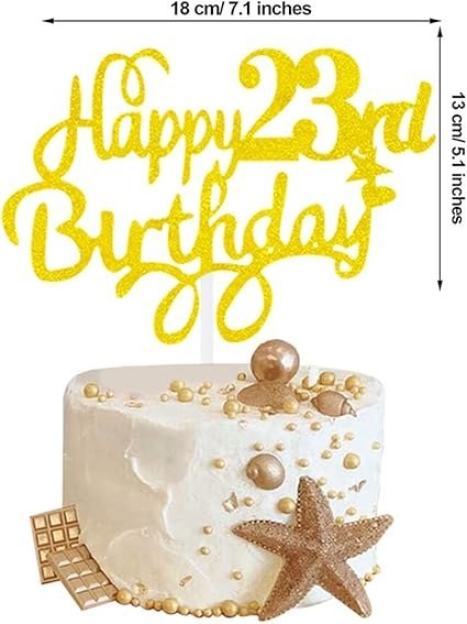 TOPPER NA TORT ZŁOTY HAPPY BIRTHDAY 23 URODZINY TOPPER NA TORT ZŁOTY HAPPY BIRTHDAY 23 URODZINY