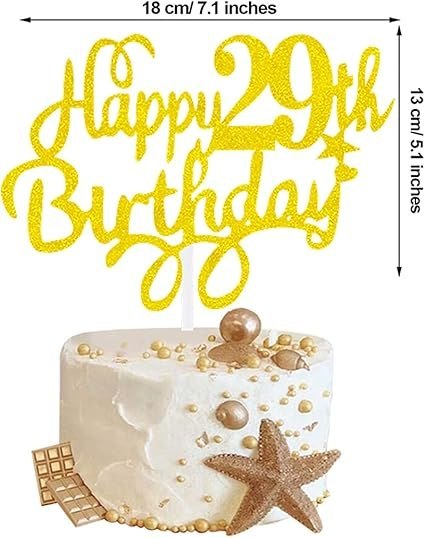 TOPPER NA TORT ZŁOTY HAPPY BIRTHDAY 29 URODZINY TOPPER NA TORT ZŁOTY HAPPY BIRTHDAY 29 URODZINY