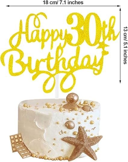 TOPPER NA TORT ZŁOTY HAPPY BIRTHDAY 30 URODZINY TOPPER NA TORT ZŁOTY HAPPY BIRTHDAY 30 URODZINY